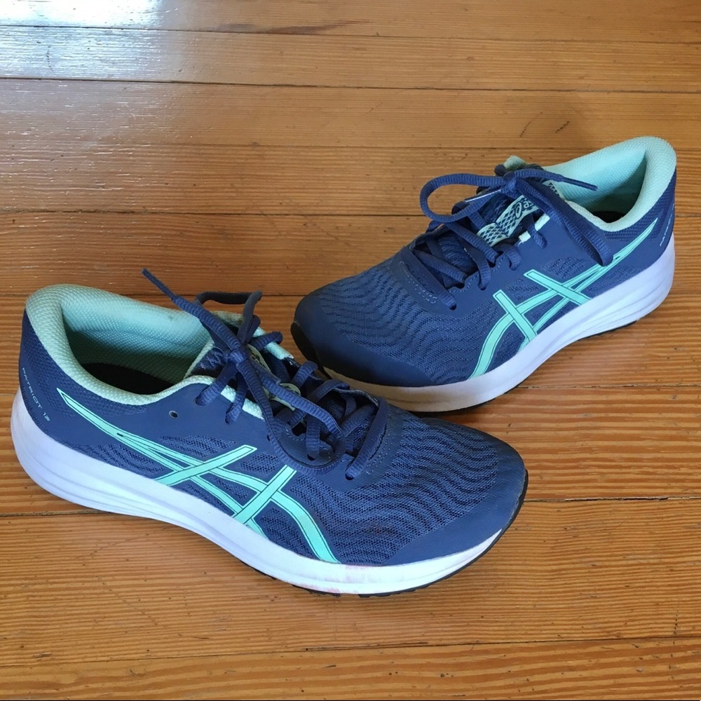 Asics Patriot 12 Blue and Mint Running Shoes Sz 6.5